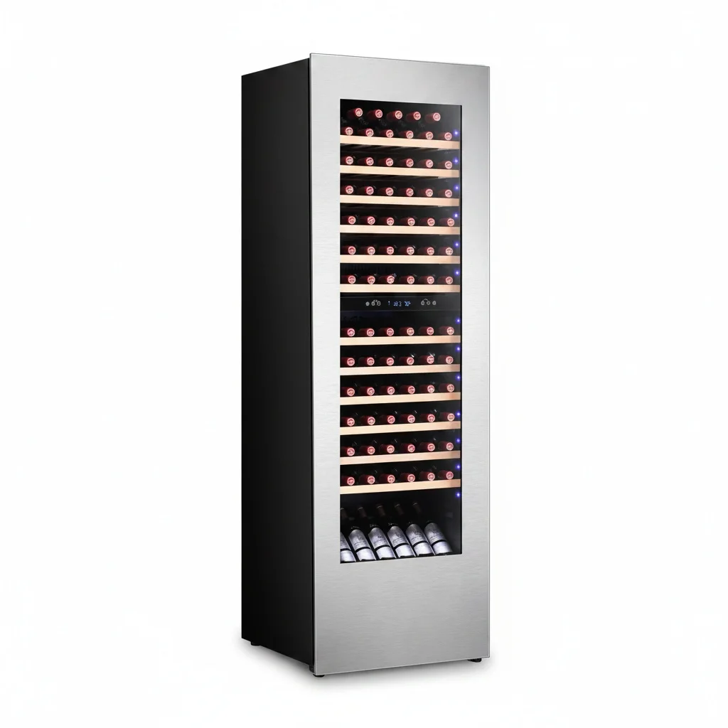 Built-In Wine Cellar, 83 Bottle 248L Stainless Steel Refrigerator, Compressor Cooler Fridge, Home Kitchen Wine Cabinet