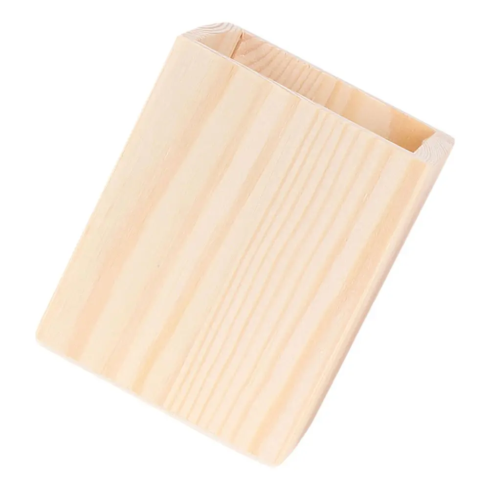 Blank Wooden Pen Holder Unpainted DIY Desk Organizer for Pens Pencils Scissors Makeup Brushes Office Supplies Desktop Decoration