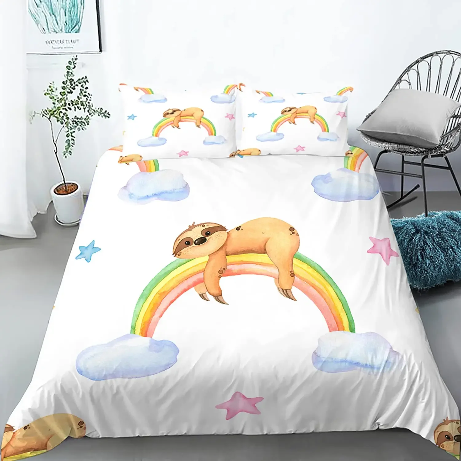 

Sloth Duvet Cover Set Twin Size Cartoon Sloth Duvet Cover Bedding Set For Kids Girls Boys Cute Animal Polyester Comforter Cover