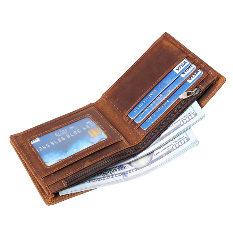 Card Holder Wallet RFID Blocking Protected Genuine Leather Wallets High Quality Purse Credit Card Bank ID Card Male Slim Wallet