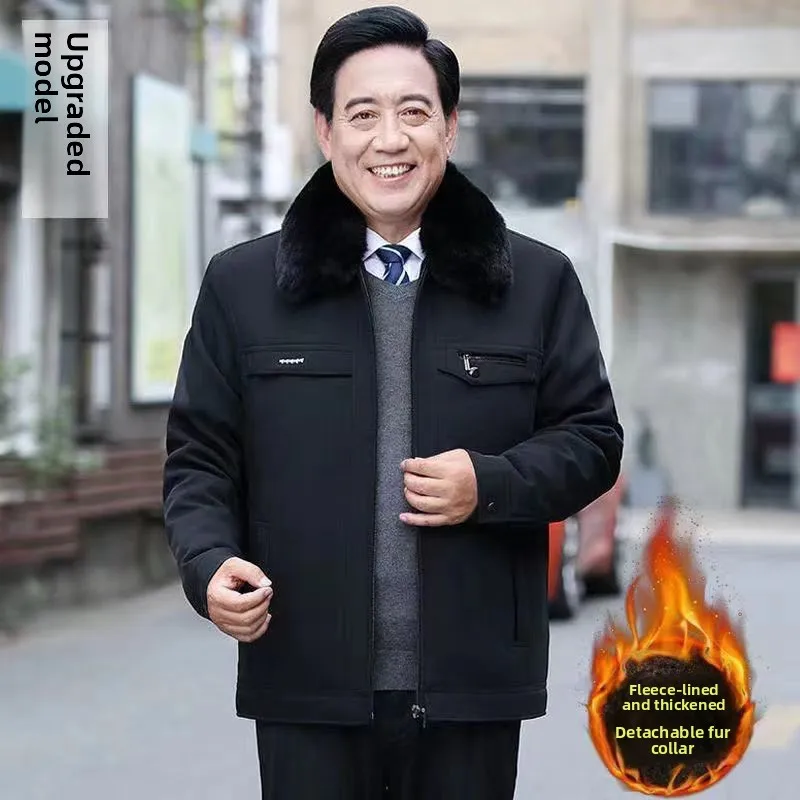 

Мужское пальто Thiened Fce для среднего возраста и ли, теплое хлопковое пальто, осень-зима, деловое повседневное свободное пальто из полиэстера...