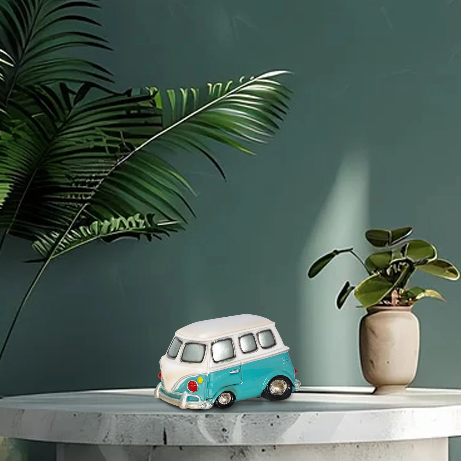 حافلة الهبي الكلاسيكية، حصالة على شكل حيوان قابلة للجمع، ديكور المكتب المنزلي، قطعة مركزية على الطاولة، عرض رف الكتب - بنك توفير بطابع السيارة #6