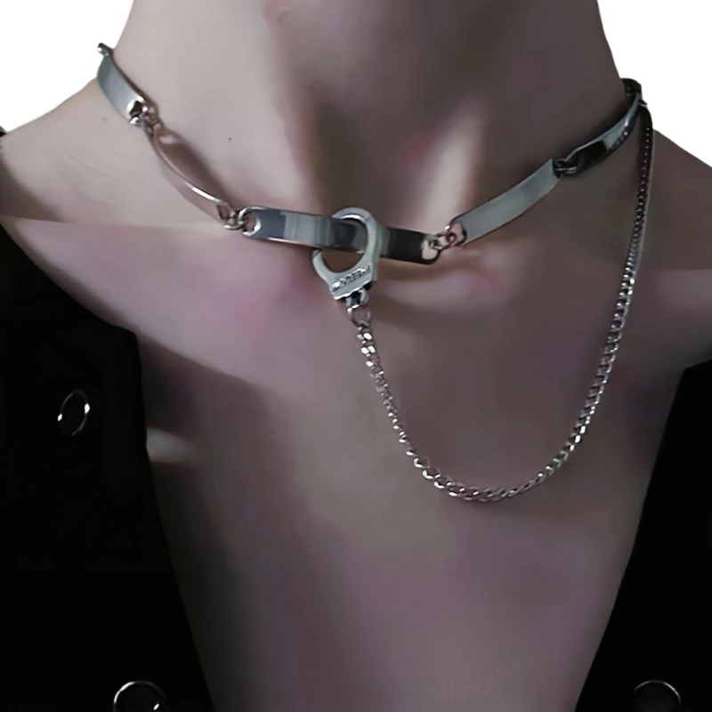  Gold Silver Contrasting Double Loop Necklace With Secure Clasp Detail