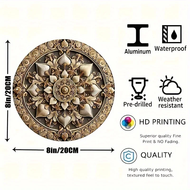 Luxury Mandala Wall Art - Aluminum Foil Engraved Round Artwork for Home, Bedroom, Living Room, Cafe Decor - Image 5