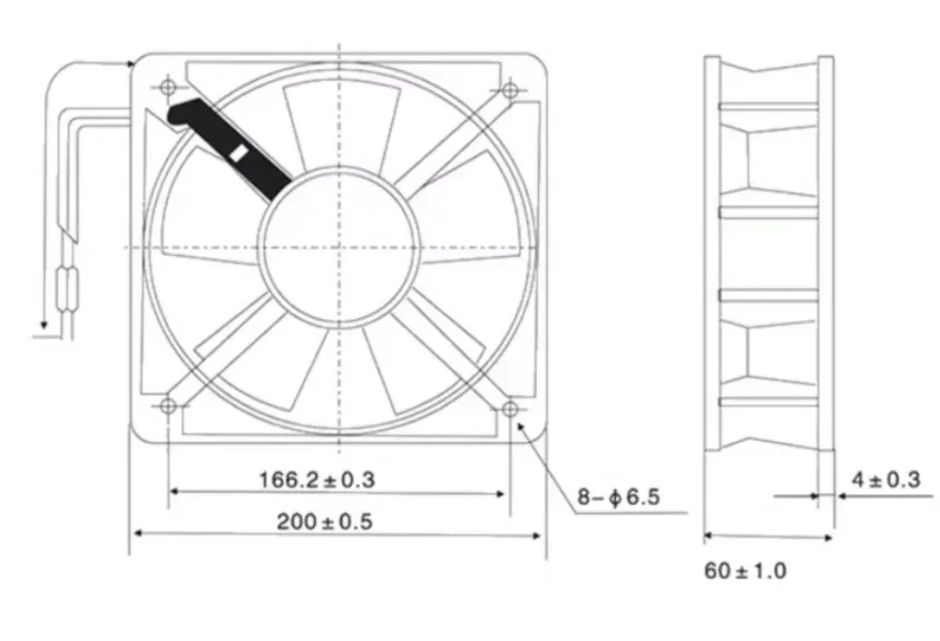 200x200x60mm 12V 24V 48V 높은 풍량 충전 파일 에너지 저장 서버 브러시리스 냉각 팬