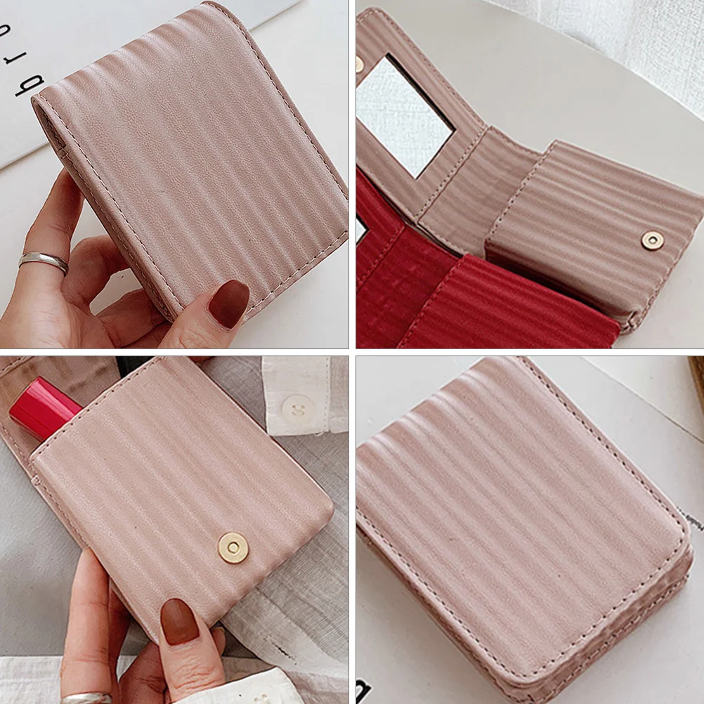 1 قطعة حقيبة أحمر الشفاه الصغيرة قسط بولي Material المواد مرآة داخل كيس التخزين المدمج للنساء المحمولة الاستخدام اليومي منظم أحمر الشفاه #4