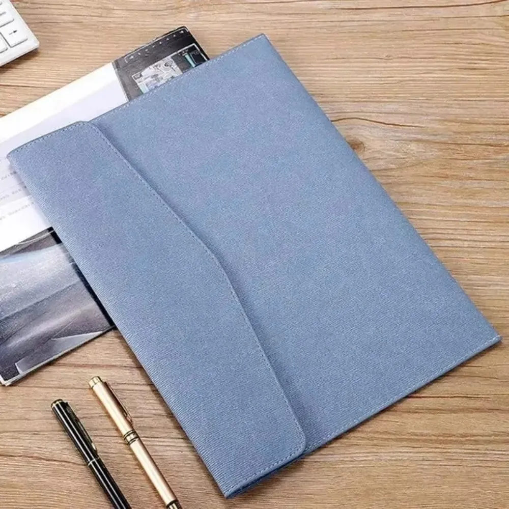 Portable A4 Business Folder PU Leather Large Capacity Document Pouch Magnetic Buckle File Bag School and Office Supplies