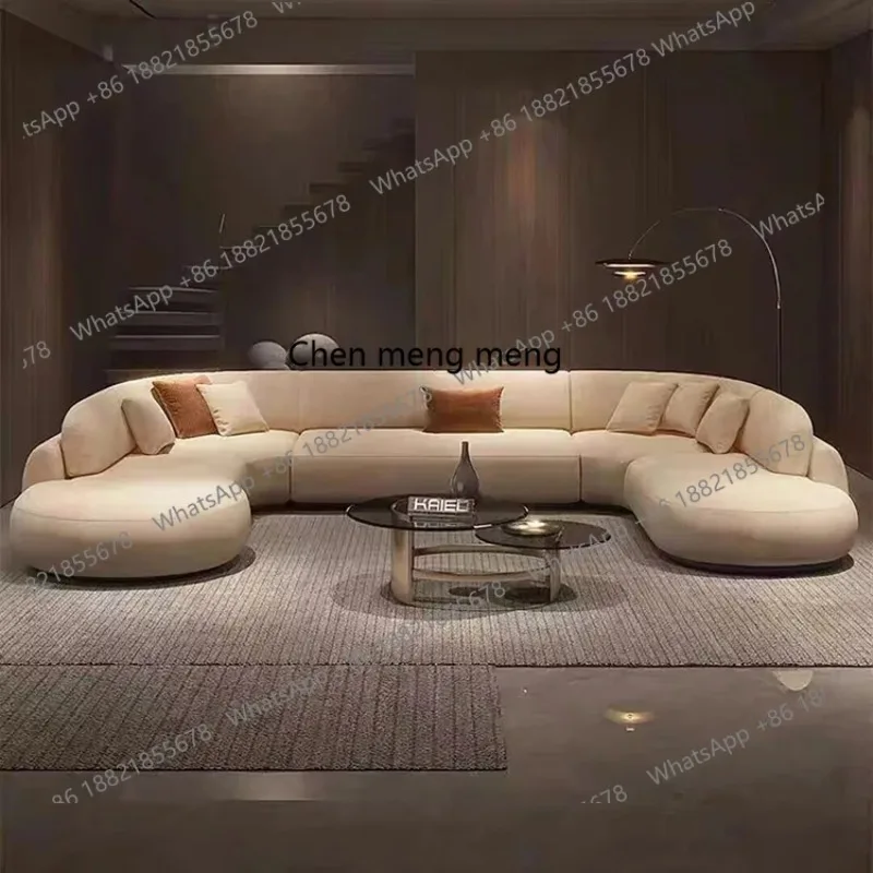 H  New, curved matte cloth sofa large flat layer simple modern living room large small sofa