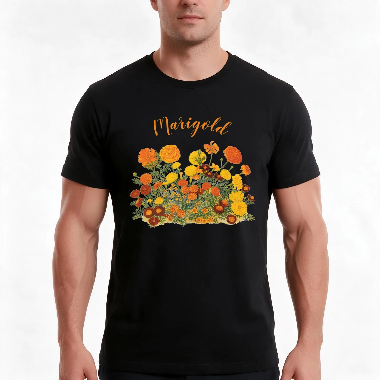 Marigold T-Shirt Summer Casual Cotton Tee Oversized Streetwear Tops Vintage Graphic Print Loose Fit Short Sleeve