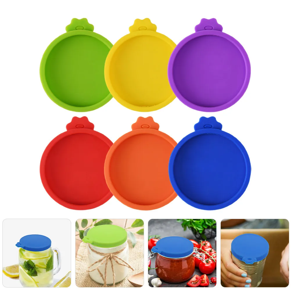

Набор из 6 силиконовых крышек для банок: герметичные, многоразовые, для йогурта, консервных банок, хранения корма для кошек, сохраняющие свежесть