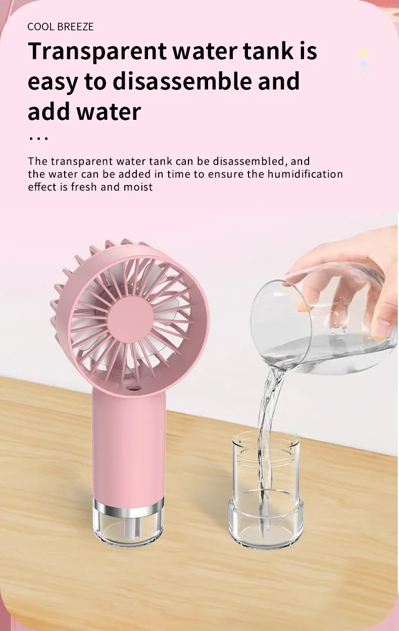 พัดลมสเปรย์มือถือ,เครื่องปรับอากาศขนาดเล็ก USB ชาร์จแบบพกพา Humidifier Mist Cooler Cooling Spray Humidifier พัดลมสําหรับ Offi