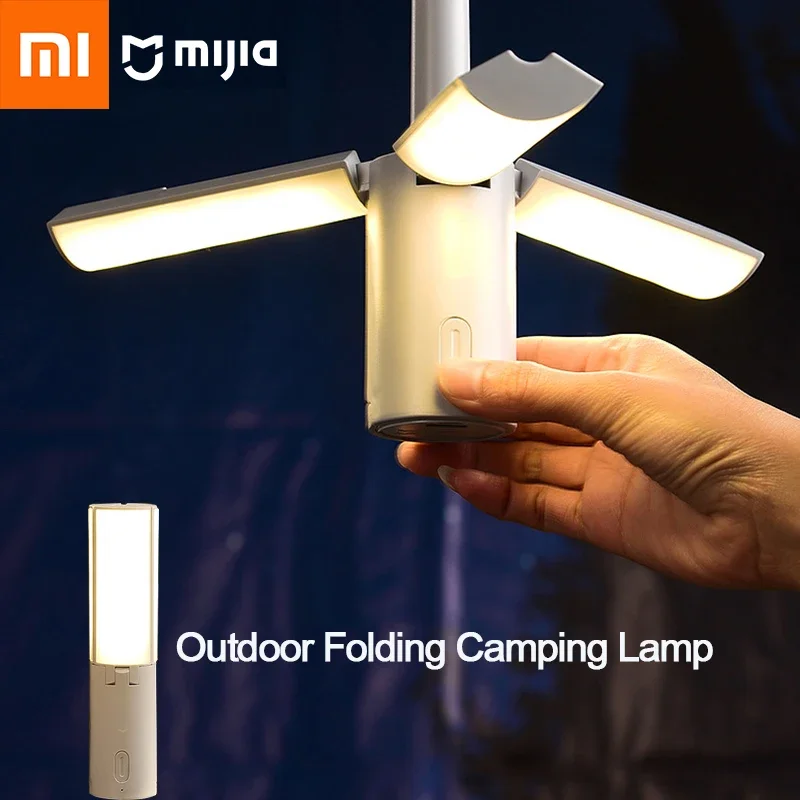 Xiaomi Outdoor Folding Camping Lamp Large Capacity Lighting Portable Rechargeable Hanging Tent Lights Emergency Equipment Tools