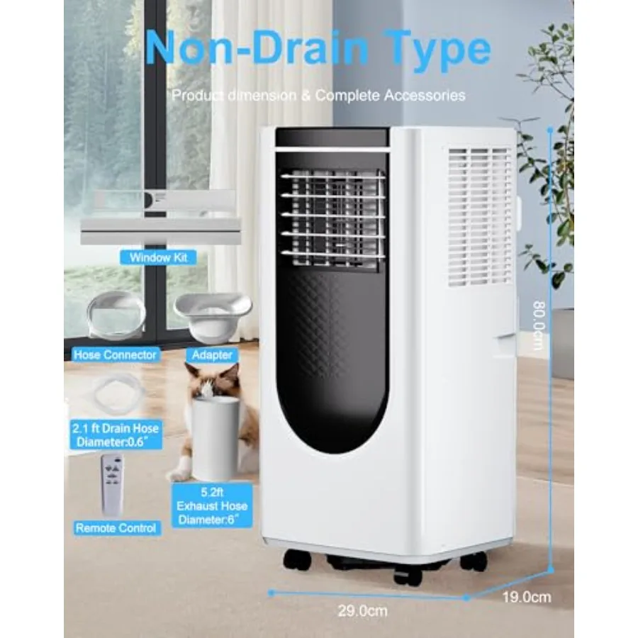 مكيفات هواء محمولة بقدرة 8000 وحدة حرارية بريطانية مع 4 أوضاع للتبريد الفعال وتوفير الطاقة وجهاز التحكم عن بعد ومؤقت 24 ساعة مثالي للسرير