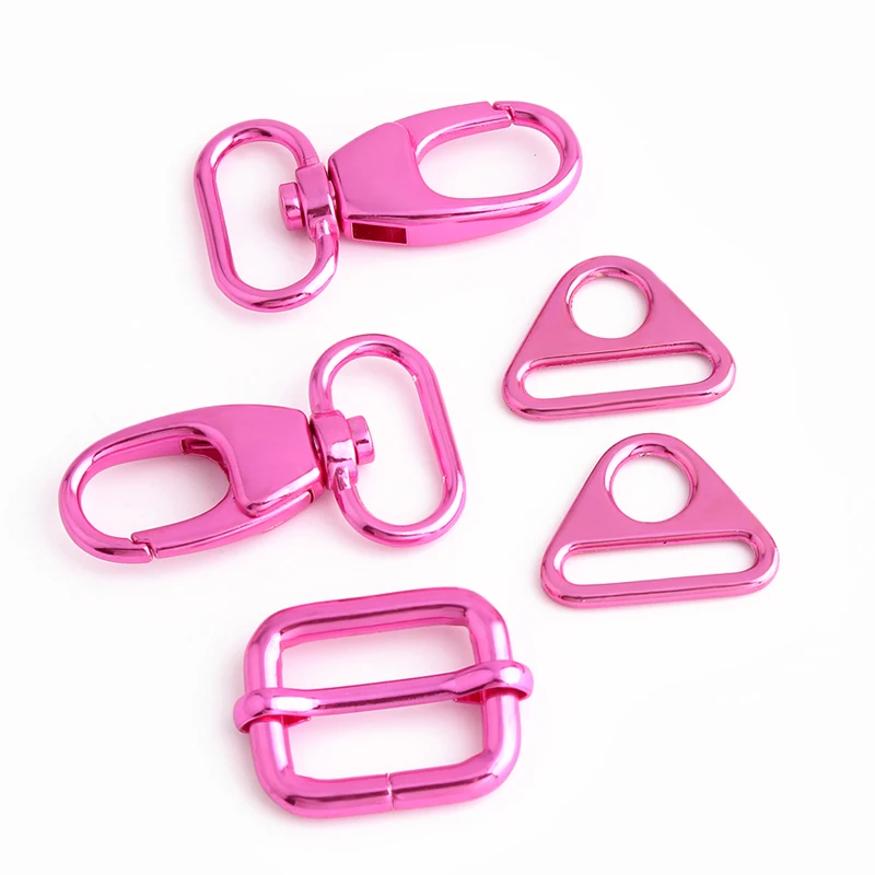 5PCS three styles pink multifunctional metal belt adjuster metal pet silder pin buckle messenger bag mountaineering buckle