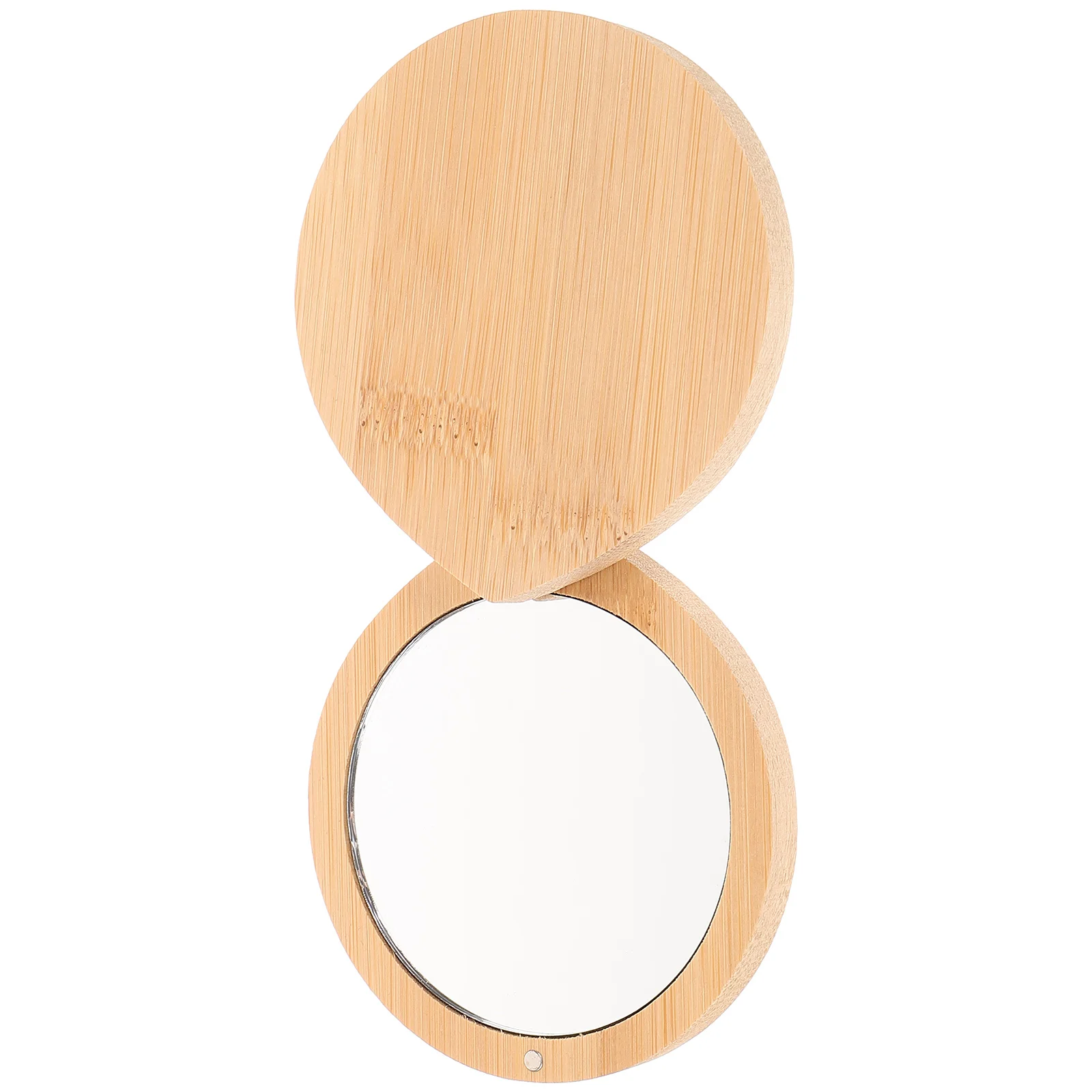 

Handheld Makeup Mirror Bamboo Small Mini Portable Vanity Compact for Purse Pocket Women Silver Travel Size