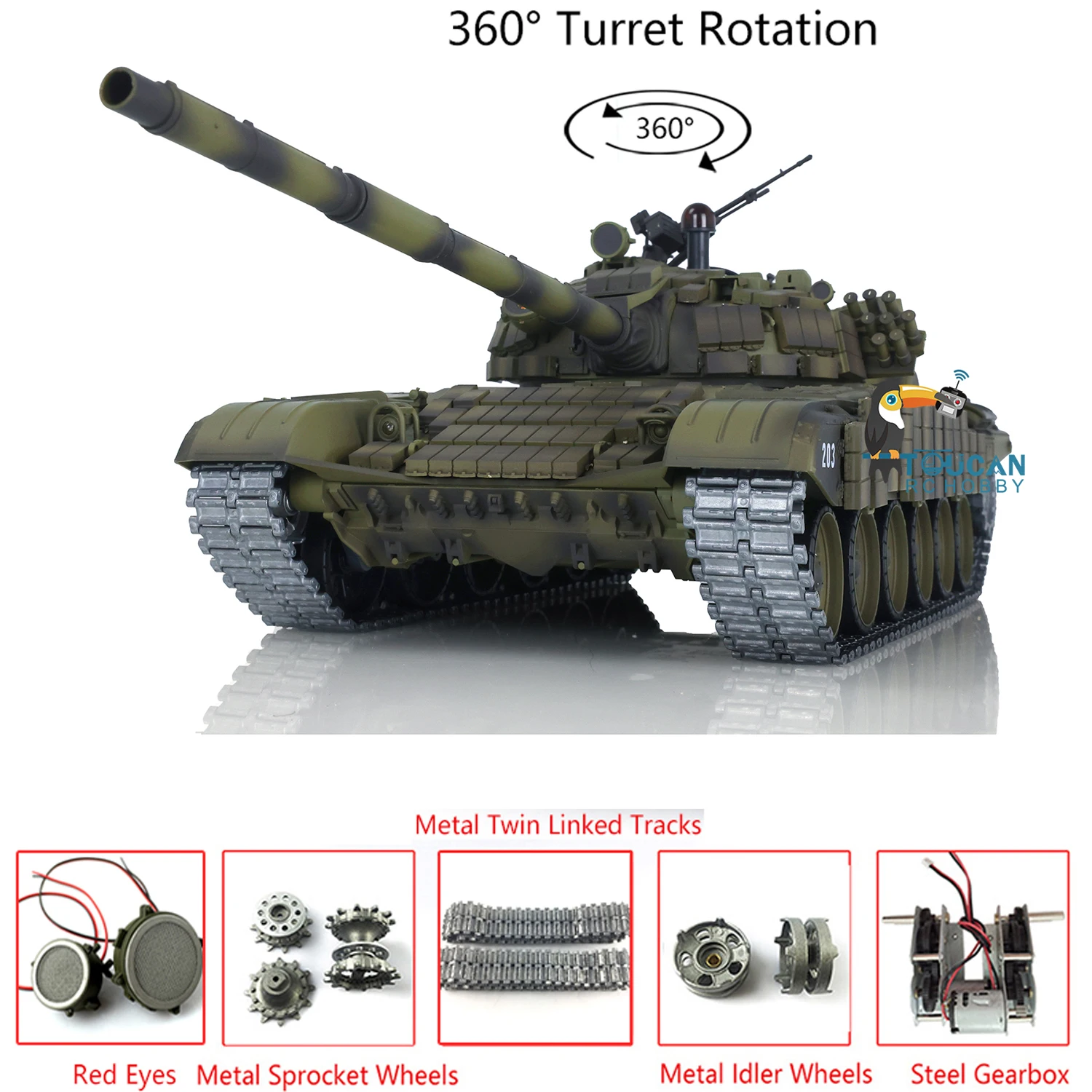 Upgraded Ver Heng Long RC Battle Tank 1:16 Large TK7.0 Russia T72 3939 Redeyes Remote Tracked Vichels Controlled Car Toy TH20573