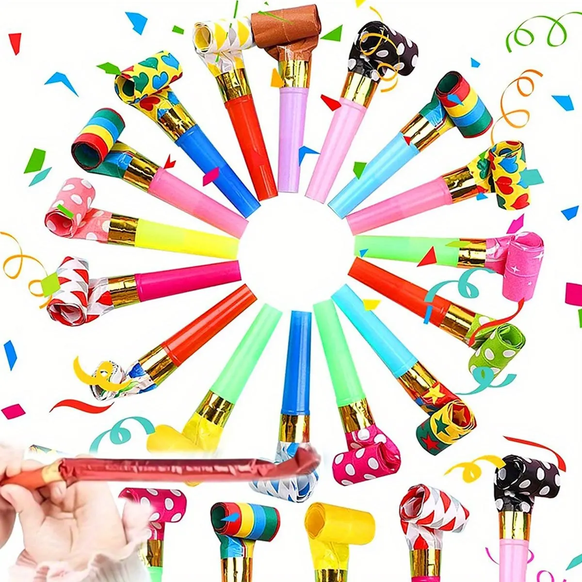 39 Stück Langnasige Pfeifen - Kreative Plastik-Partybläser, Lustige Geräuschmacher für Geburtstage, Feiertage & Festivalfeiern, ZSY – Detail 2