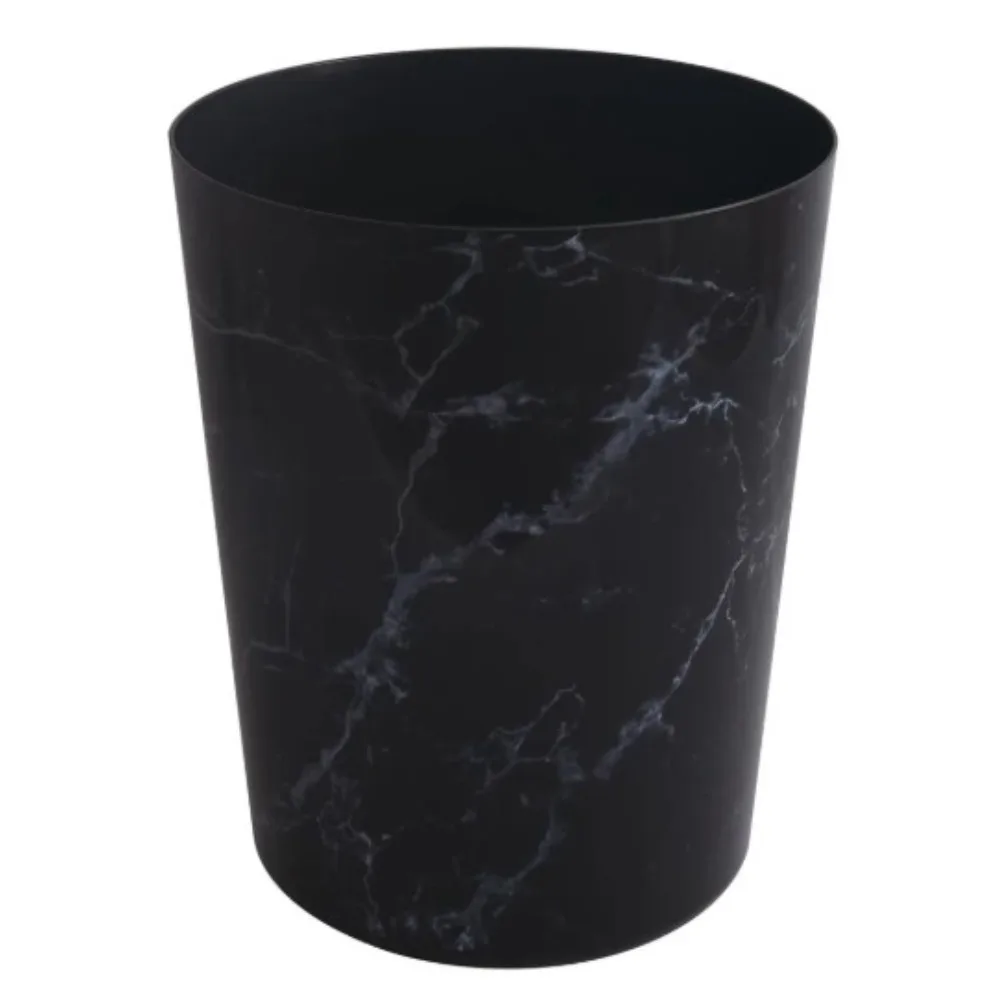 Mainstays Bathroom Trash Can, 5 Gallon Small Plastic Garbage Bin with No Lid, Black Marble