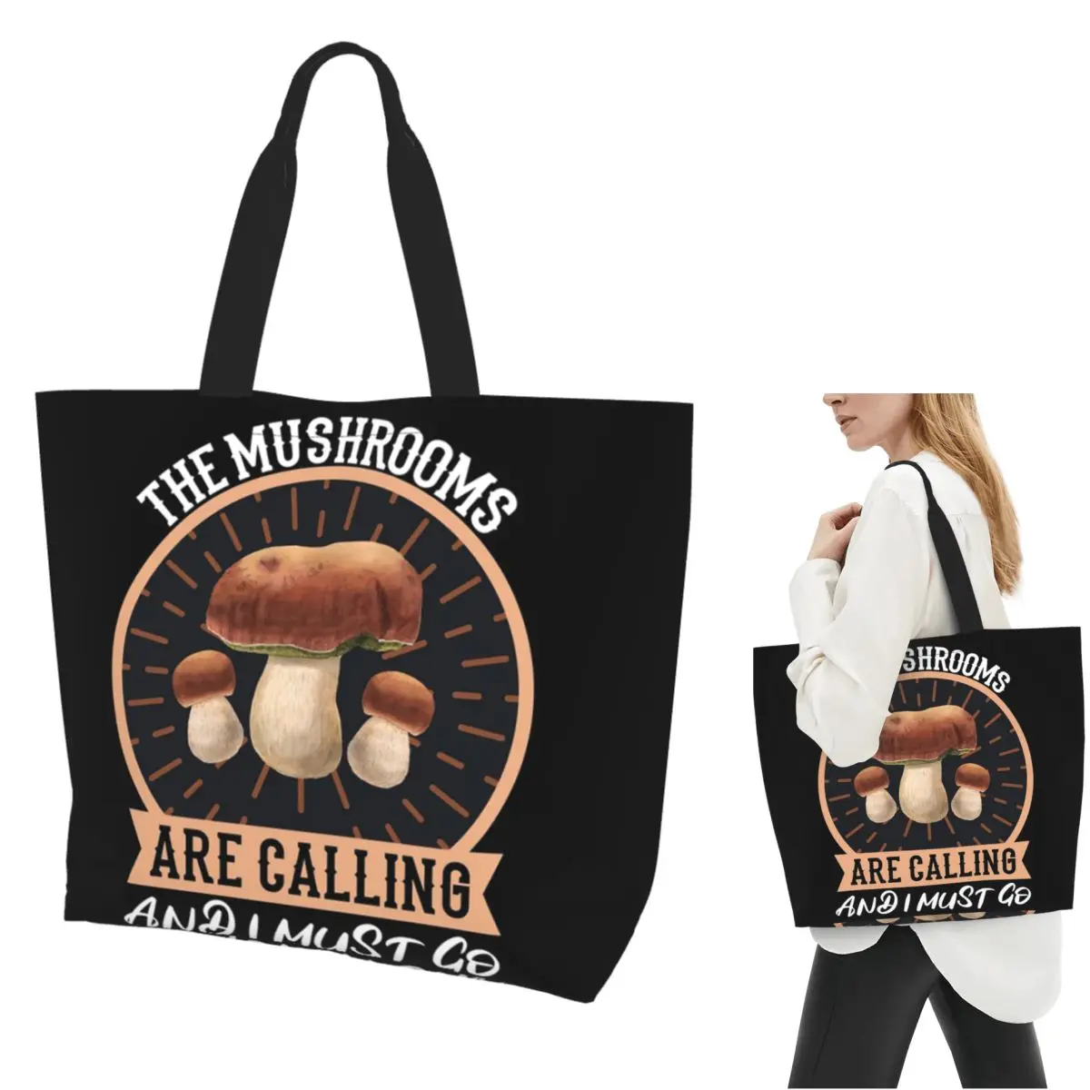 جمع الفطر المنتقى الخنازير حقيبة تسوق قماش حقائب الكتف للمتسوقين حقيبة يد البقالة للنساء #1