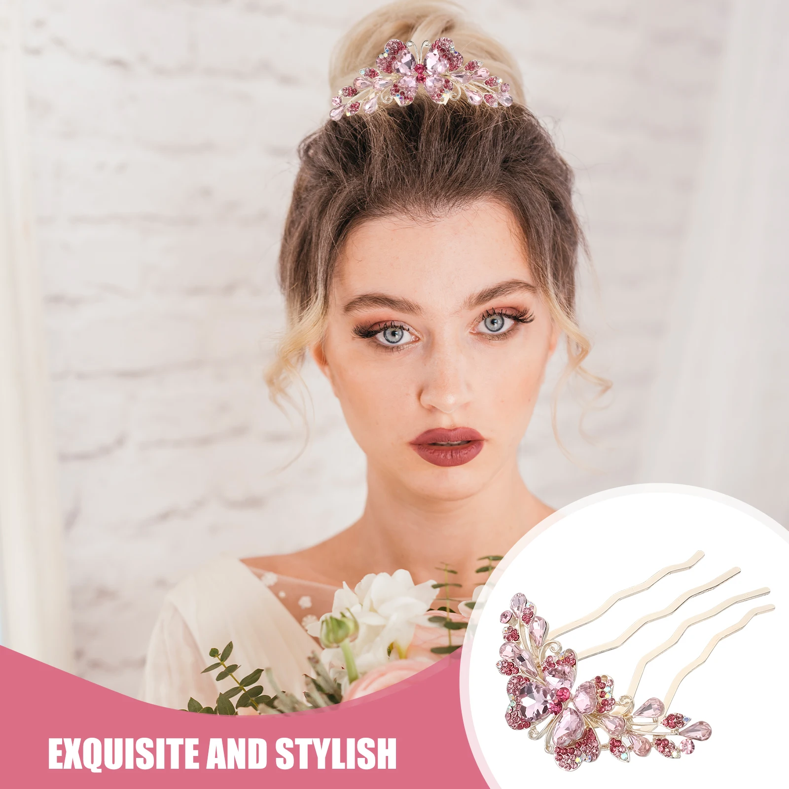 

Rhinestone Hair Comb Clips for Women Purple 4 Tooth Side Up Barrettes Bridal Accessories Hair Combs for Weddings Proms Evening