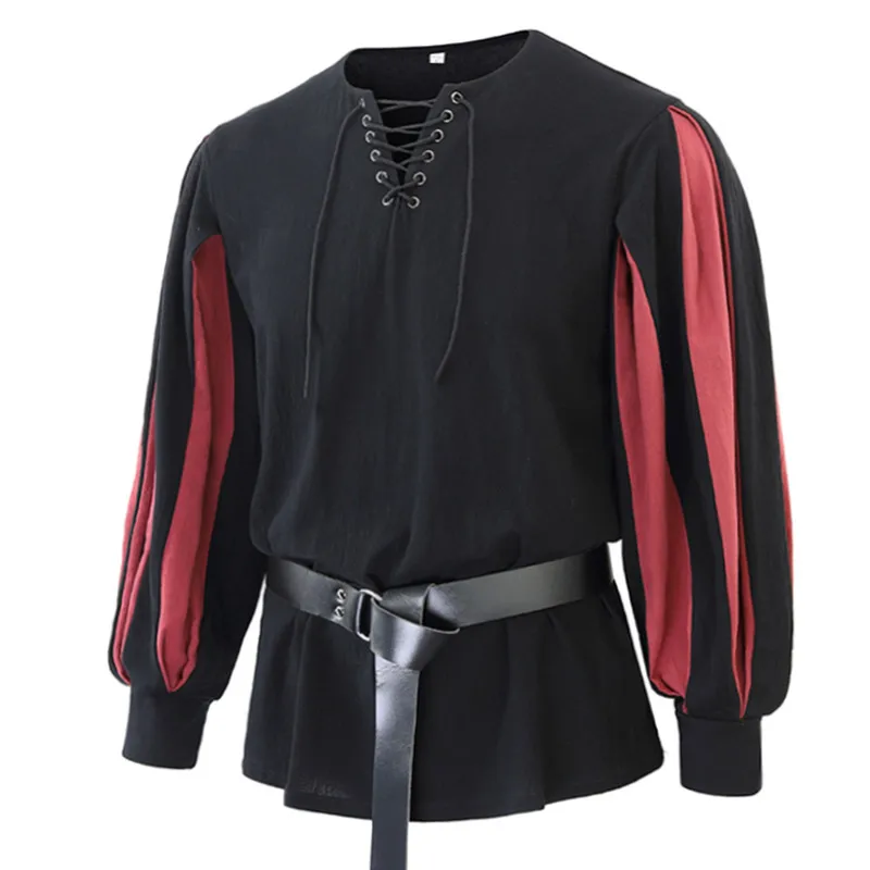 قميص حفلات الأمير من العصور الوسطى والنهضة، زي تنكري للرجال، ملابس حفلات الهالوين بأكمام طويلة وتصميم فضفاض بأسلوب الروك #5