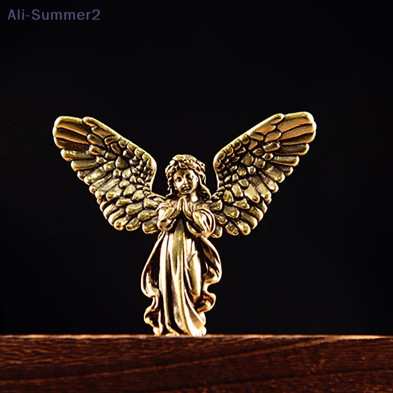 خمر النحاس المباركة الحارس الملاك التماثيل المنمنمات سطح المكتب الحلي جميل تمثال صغير ديكور المنزل الحرف