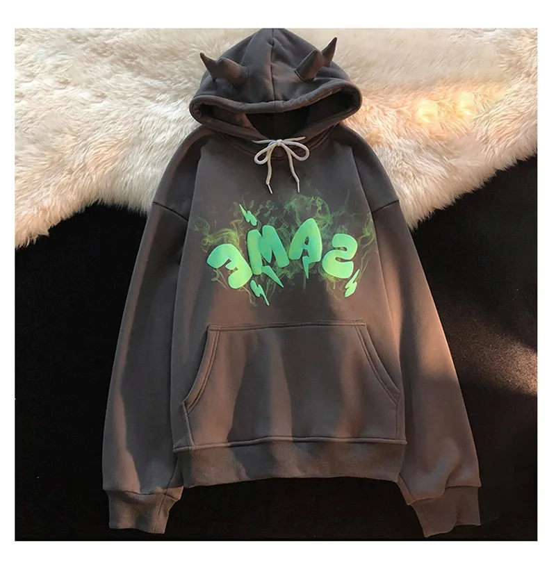 Woman sweatshirts Y2k Angel ears Letter foam grunge Hoodies Goth Clothing Oversize Hoodie Harajuku Pullover vintage Aesthetic