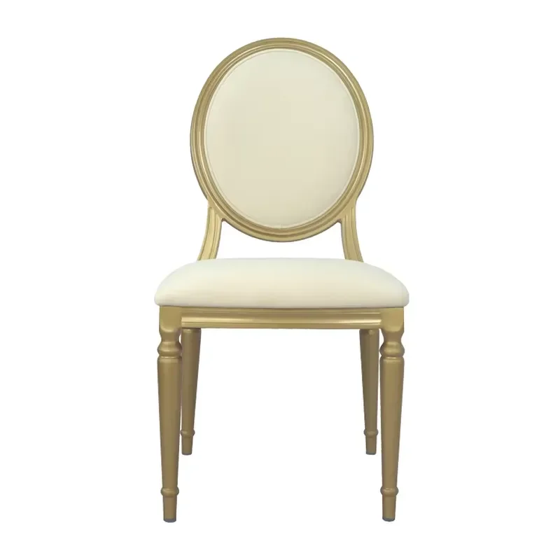 O Round Back Design Stackable Restaurant PU Leather Chairs Gold Events Banquet Wedding Hotel Chairs for Dining Bar Use