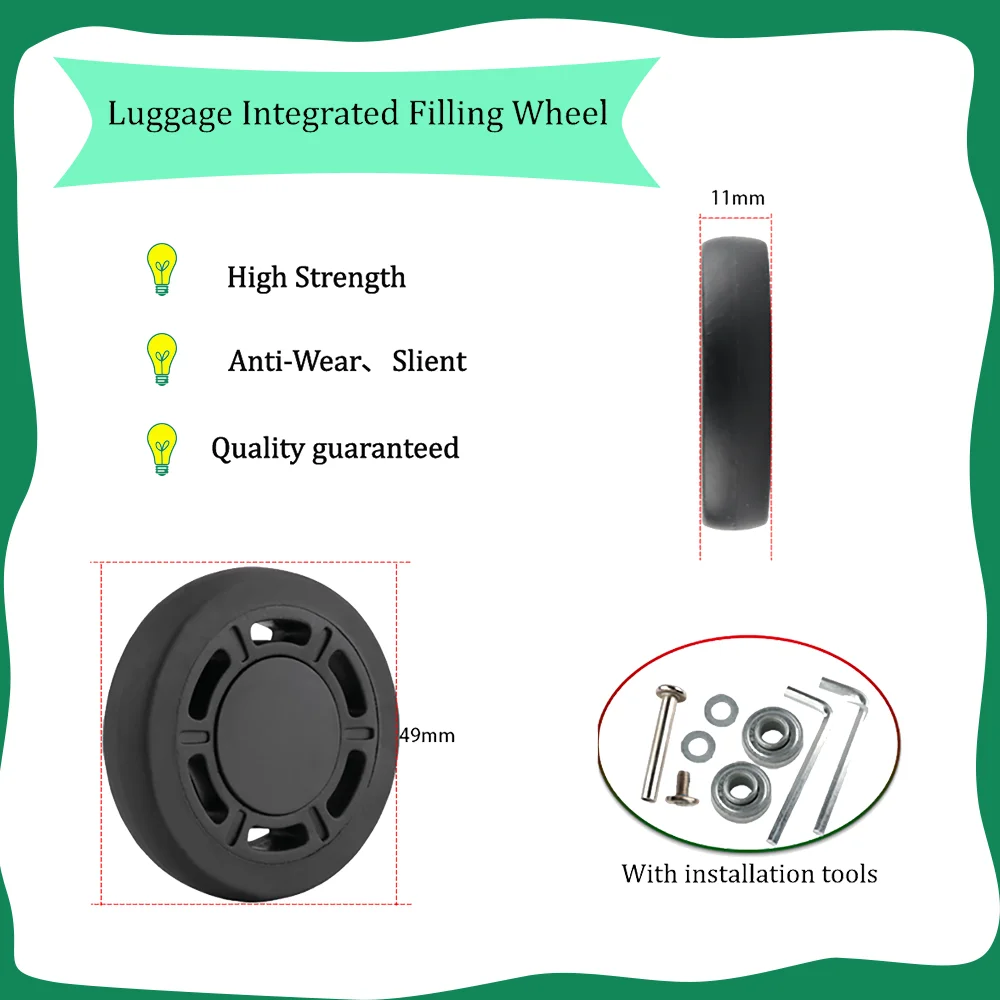 FJ-49-11 Koffer Silent Single Wheel integrierte hochela tische Füllrad Koffer Universal Ersatz Rad Stück Felgen