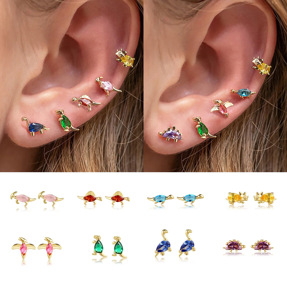 Korean Stainless Steel Dinosaur Ear Studs Earring For Women Cartilage Piercing Earring Fashion Jewelry Unusual Accessories Girls