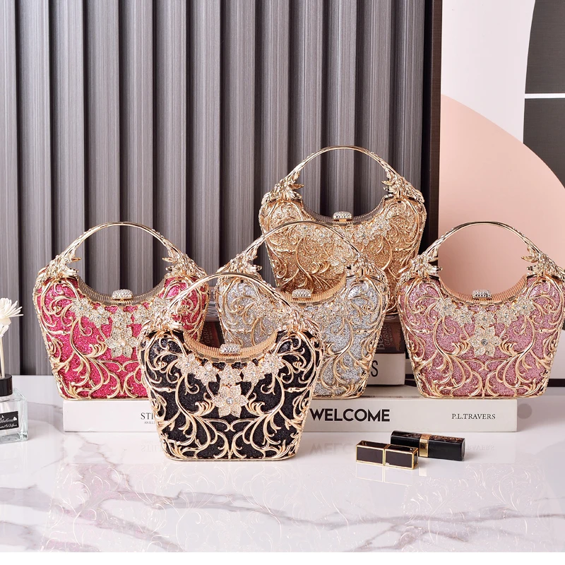 حقائب نسائية حمراء بمقبض كريستالي محفظة فاخرة من الماركات حقائب يد على شكل تاج أنيقة لحفلات الزفاف حقيبة كروس بنج #5