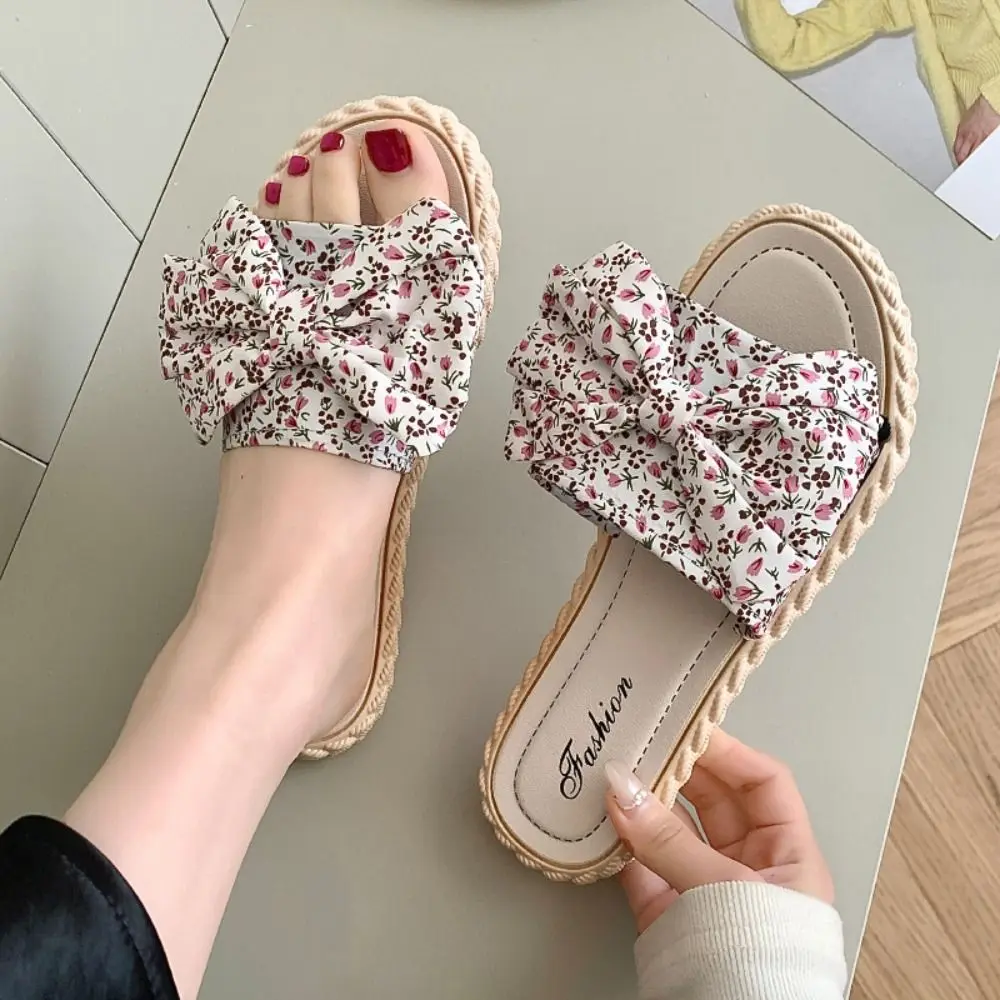 

Soft Bohemia Style Beach Slippers Women Open Toe Anti-Slip Floral Flat Slippers PVC Shoes Slides Sandals Bedroom