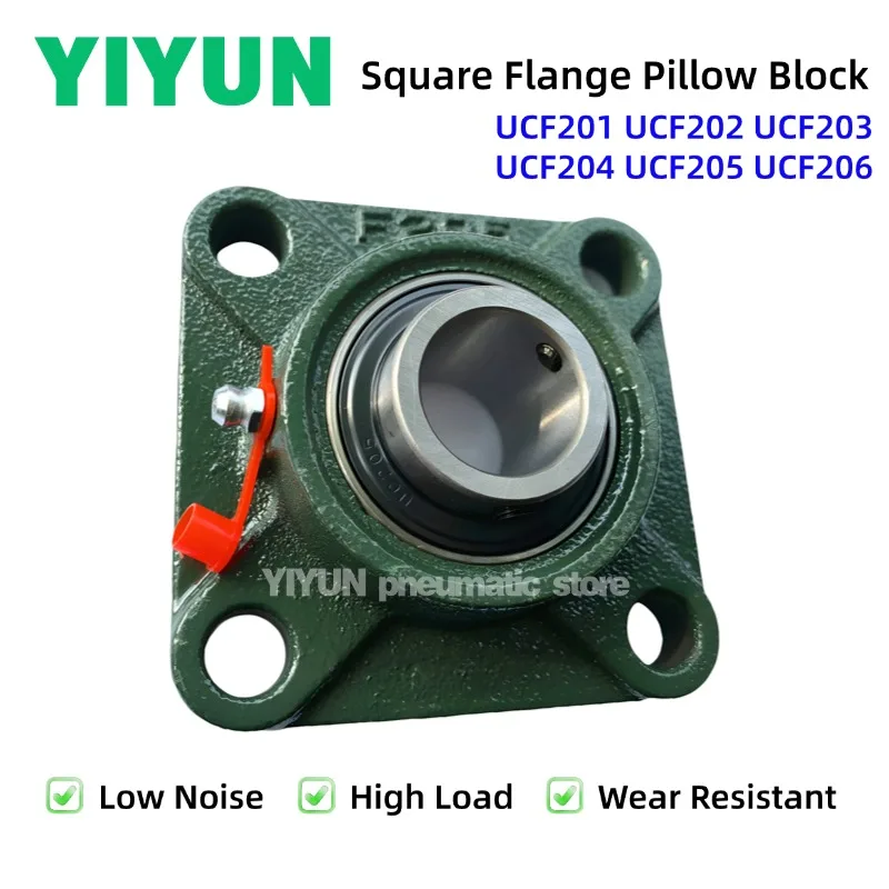 1PC UCF201 UCF202 UCF203 UCF204 UCF205 UCF206 UCF Series Four-Bolt Square Flange Bearing Pillow Block Bore 12/15/17/20/25/30mm