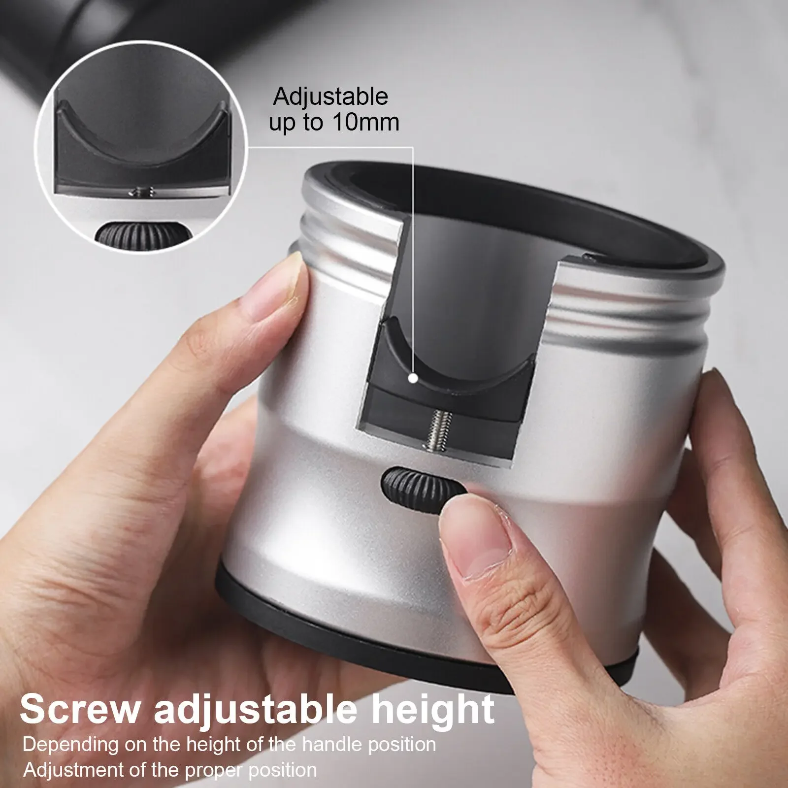 Coffee Handle Universal Aluminum Alloy Espresso Machine Puller Filler Stand Adjustable Height Coffee Tamper Stand Coffee Shop - view 4