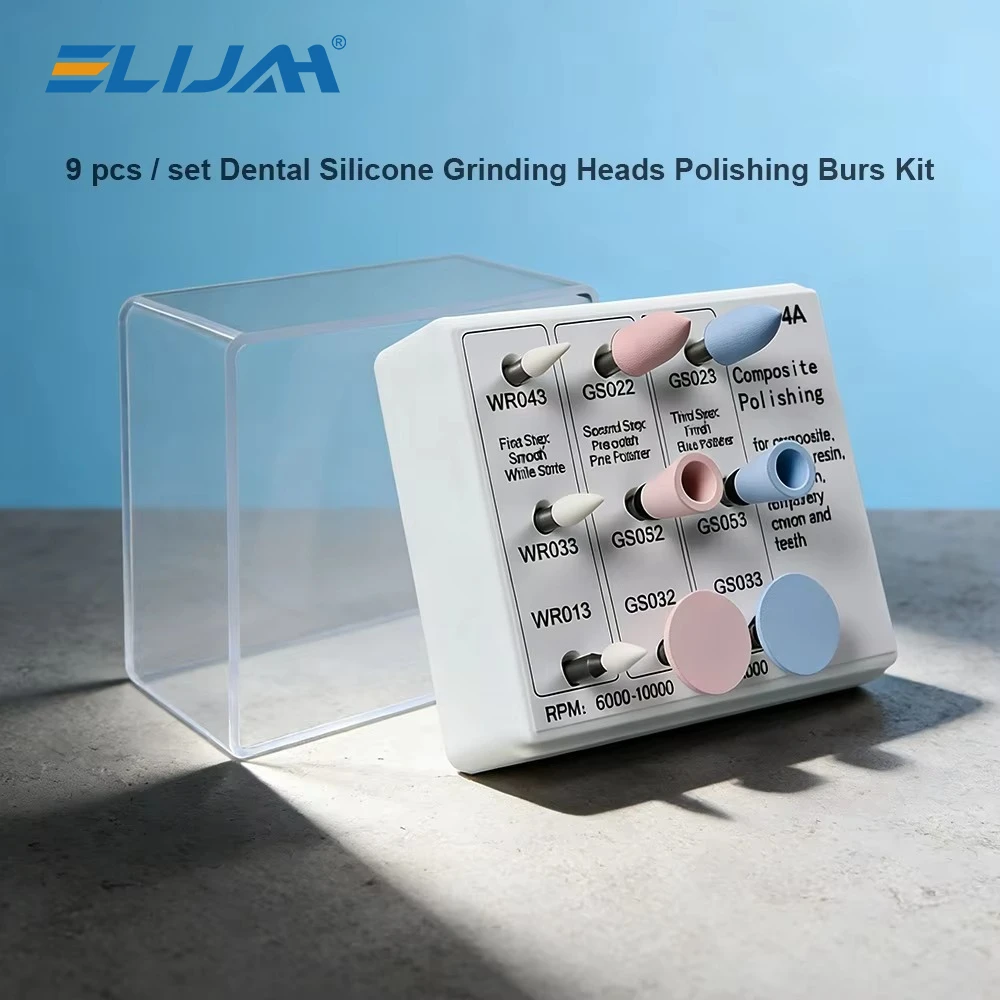 ELIJAH 135℃ Autoclavable Dental Silicone Grinding Heads Polisher RA 2.35mm Medium Fine For Composite Low Speed Handpiece Tool