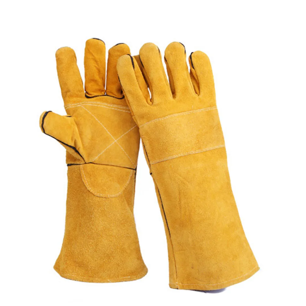 

1 Pairs Heavy Duty Heat Resistant Welding Gloves Leather Fireproof Long Sleeve Insulated Gloves for Stoves