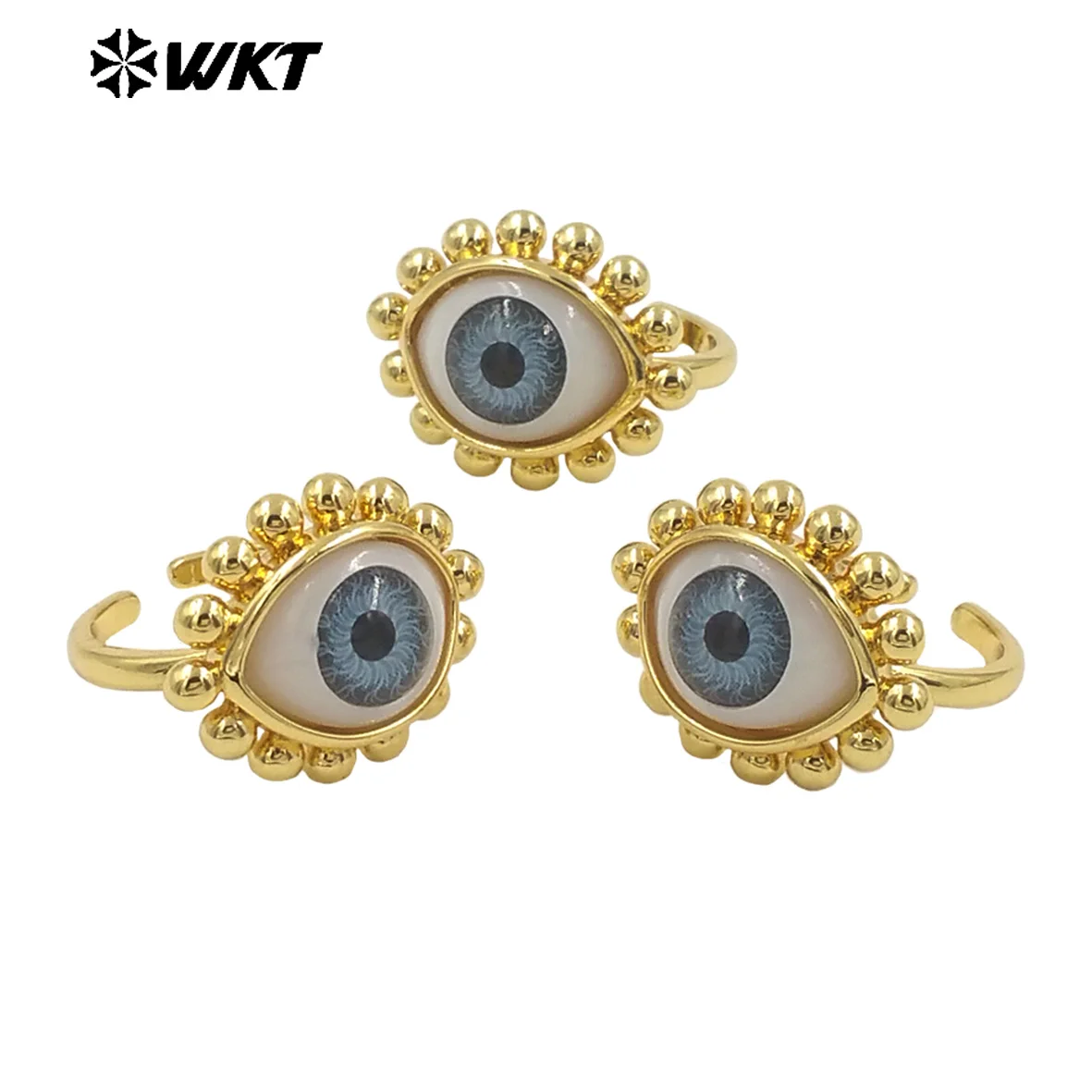 WT-MPR101   2024 Hot Sale Flower Shaped With Shell Simulation Eye Adjustable Ring Fashion And Cute Accessories