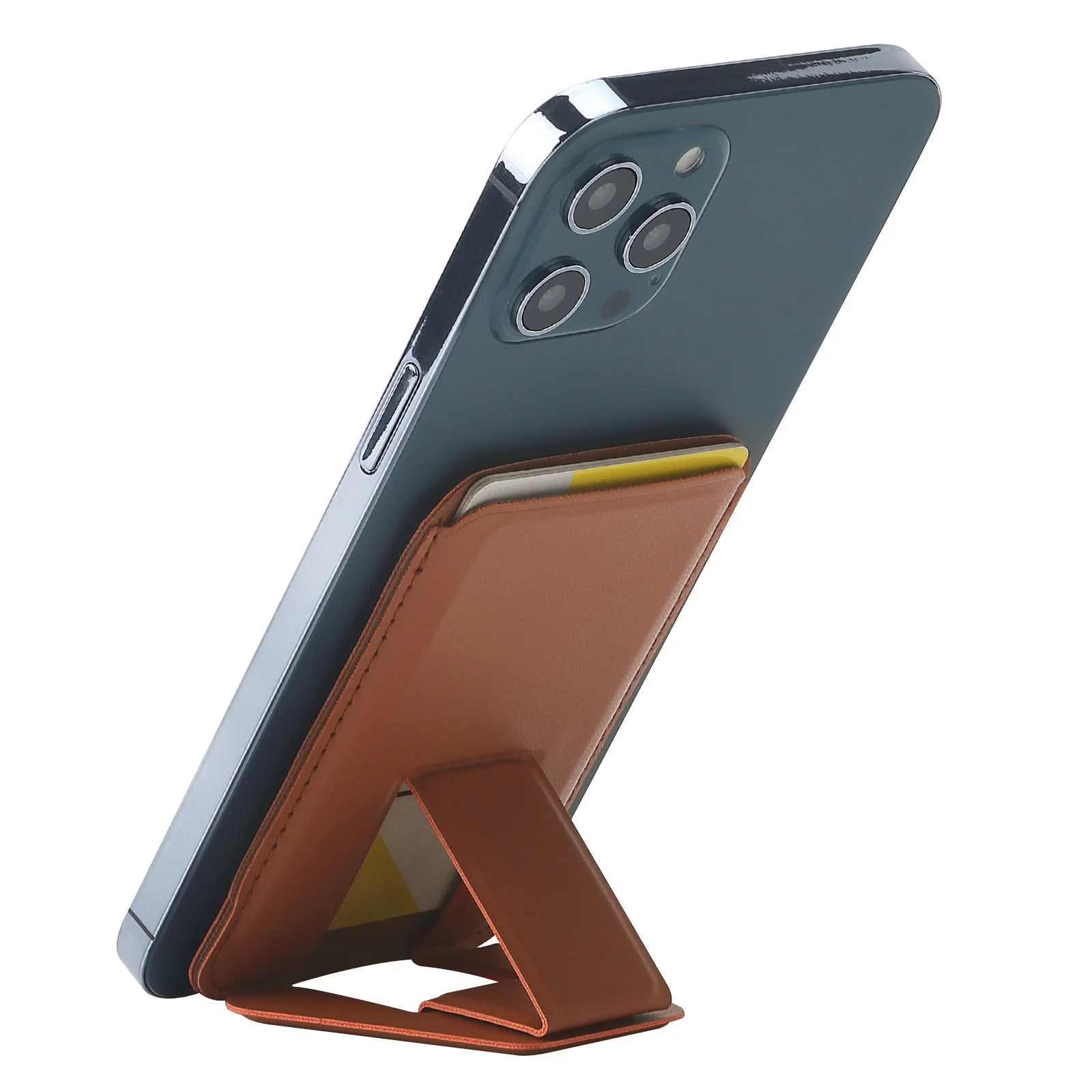 숨기기 스탠드 케이스가있는 자기 가죽 지갑 Apple IPhone 15 14 13 Pro Max Mag 안전 파우치 카드 홀더 포켓 커버 용 Magsafe