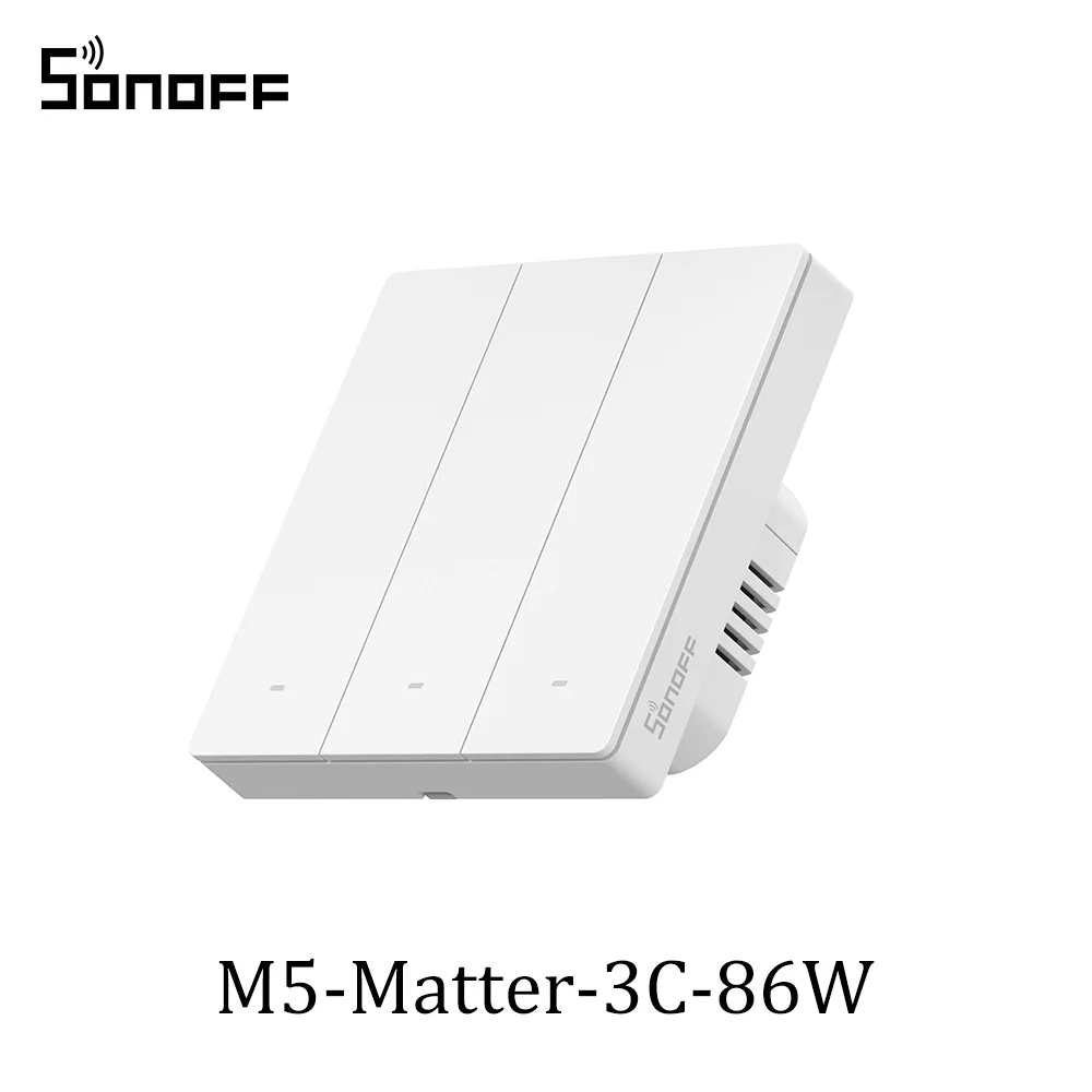 SONOFF M5 Matter Smart Wandschakelaar 80/86 Type Drukknop 1/2/3 Gang schakelaar Frame Werk met Alexa Google Apple Home Alice