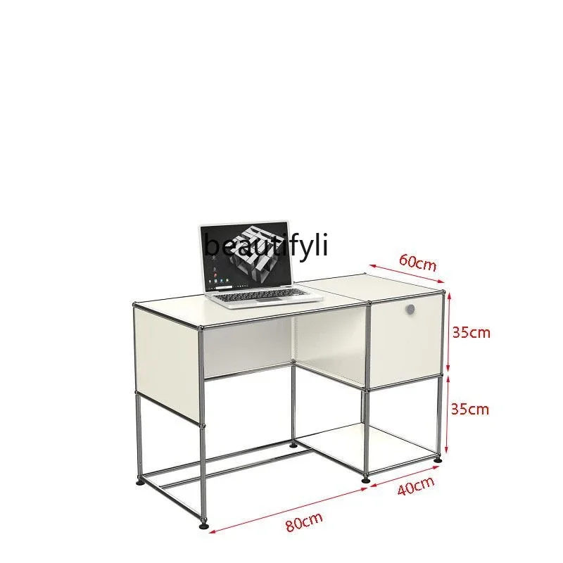 Mid-Ancient Modern Simple Office Study Bedroom and Household Stainless Steel Module Combination Computer Desk