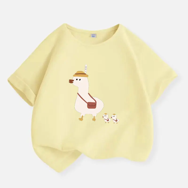 New Y2K Tops Ducks Go To School Graphic Print Baby Girls T-shirt Cotton Kids Tops Tee Summer Fashion T Shirt 6 8 10 12 Years