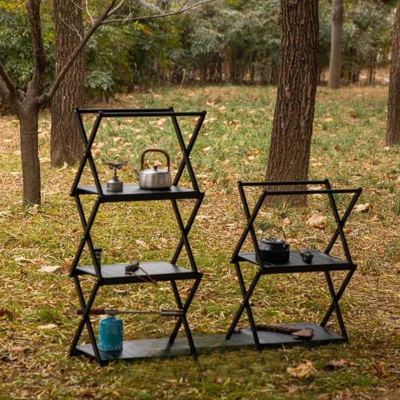 For Camping Three-layer  Folding Table Outdoor Ultra-light Aluminum Alloy Camping Table Portable Multi-functional