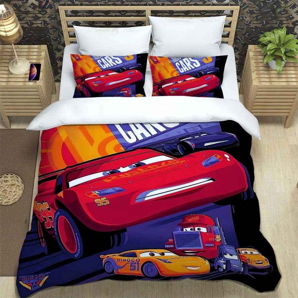 Disney Cartoon Cars Bedding Set Cute Home Decor Pillow Cases Quilt Covers Gifts for Family and Friends Comfortable and Soft