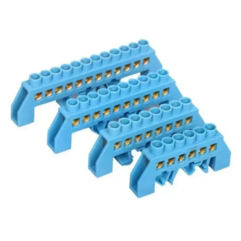 Blue Green White Bridge Design Zero Line 4-12 Pole Screw Brass Copper Grounding Strip Terminal Block Connector Earth And Neutral