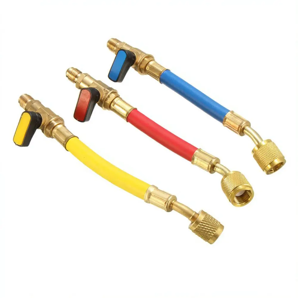 For For Iniweli Automotive AC Refrigerant Charging Line 1/4 SAE Fitting Hose With Control Ball Valve HVAC Accessories