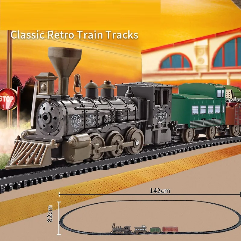 Non Remote-Controlled Model Rail Train Toys Set  Electric Train  1 Headstock And 3 Railway Carriage,Track 142cm