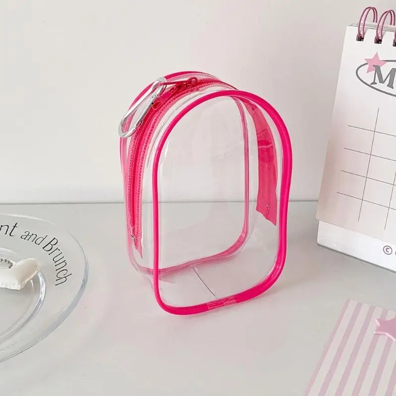 Protective Cotton Plush Transparent Window PVC Collectible Doll Case with Hook Lightweight Travel Storage Case