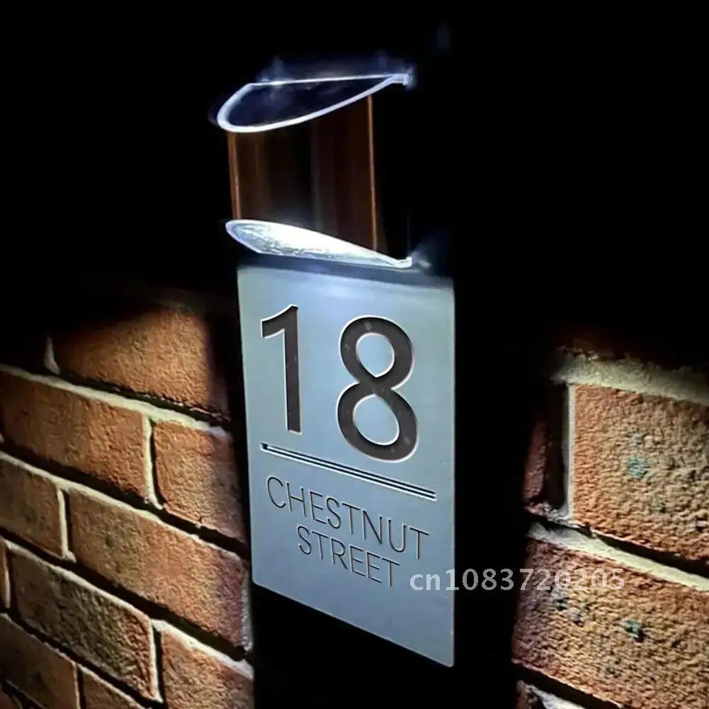 Personalized House Number with Solar Lights Custom Light Up House Number Sign with Solar Powered Spotlights