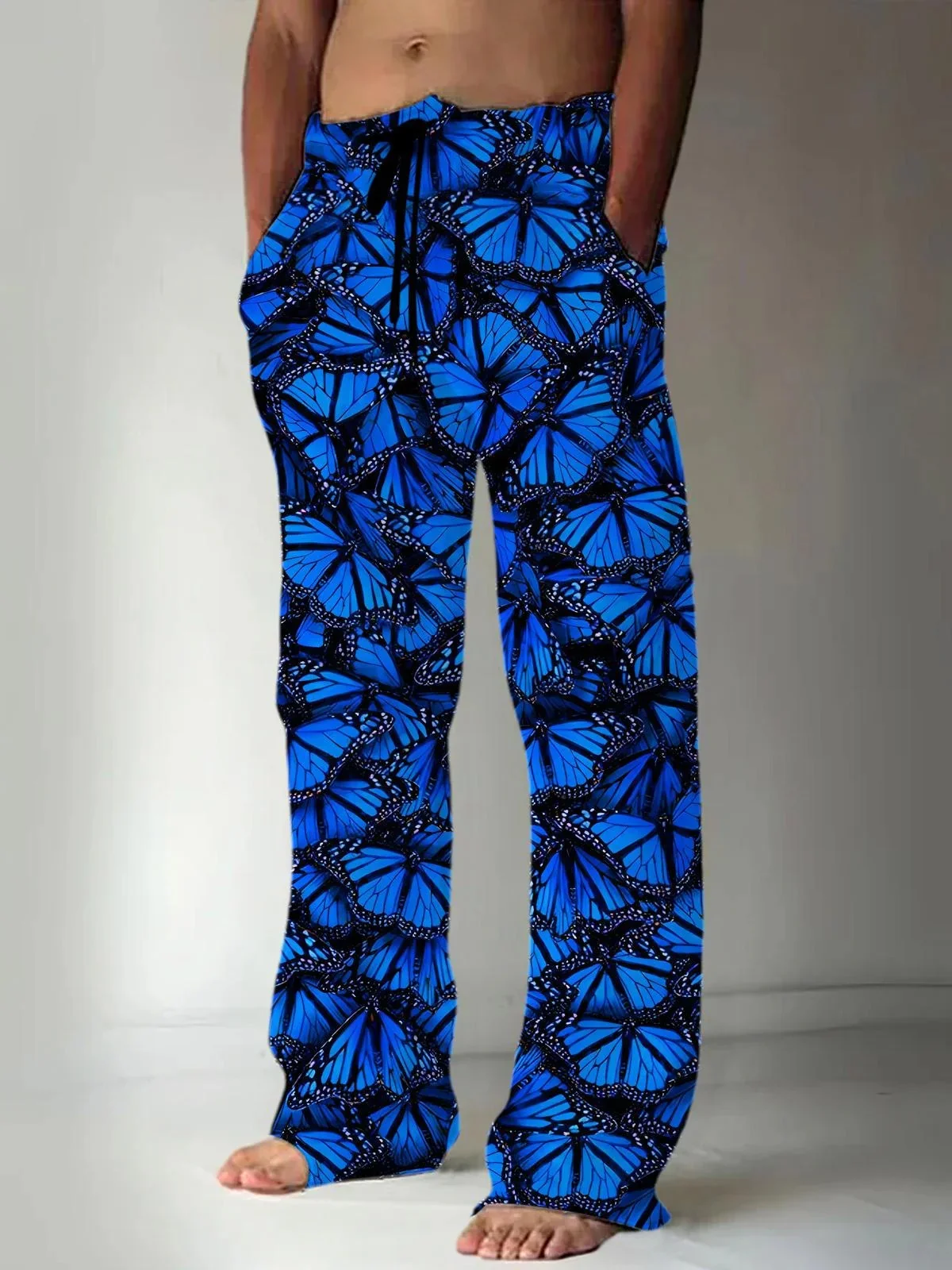 Butterfly Men's Casual Elastic Waist Pants 3D Printed Pants