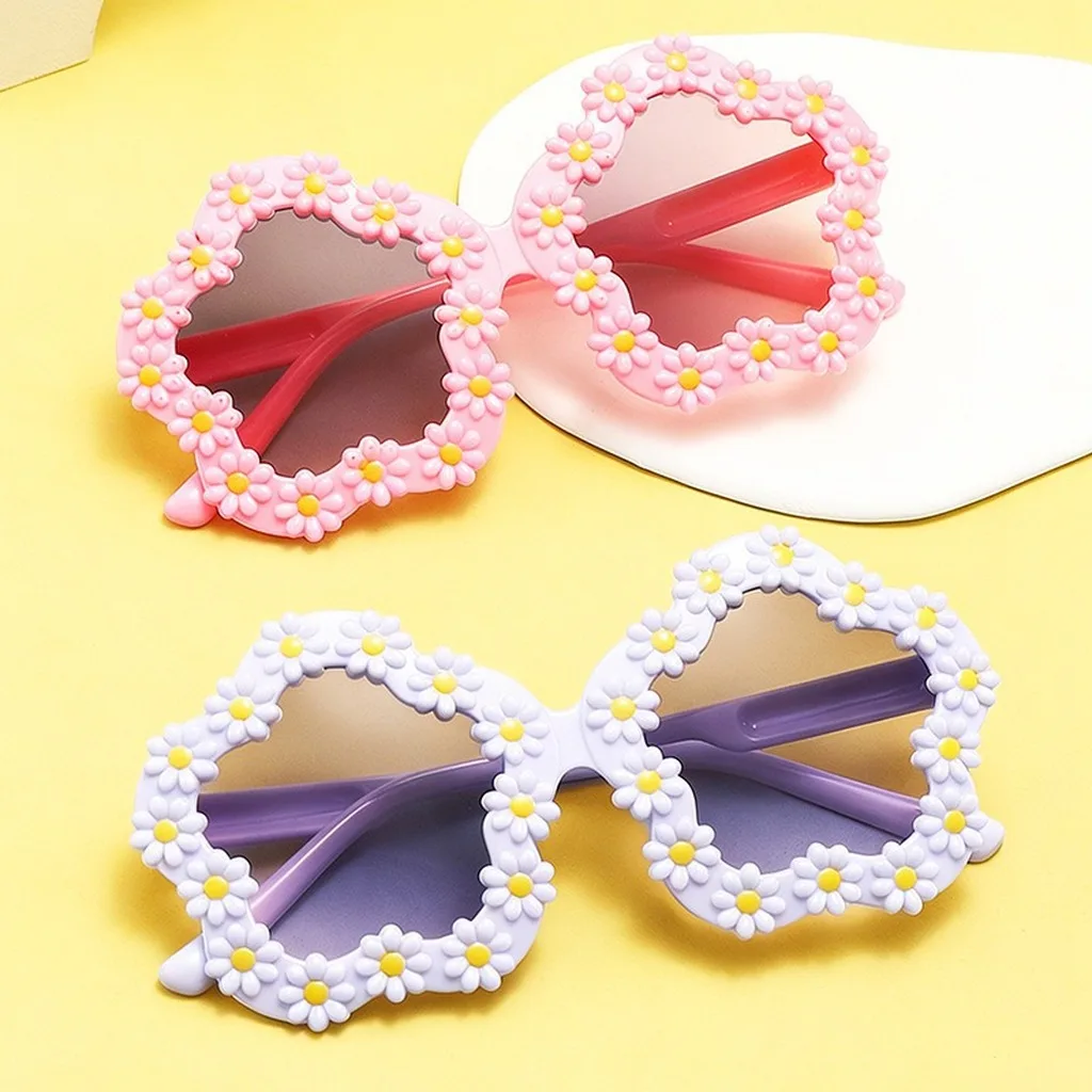 Flower Frame Sunglasses UV400 Daisy Flower Shaped Sunglasses Children Sunglasses Lightweight For Stage Performance Birthday